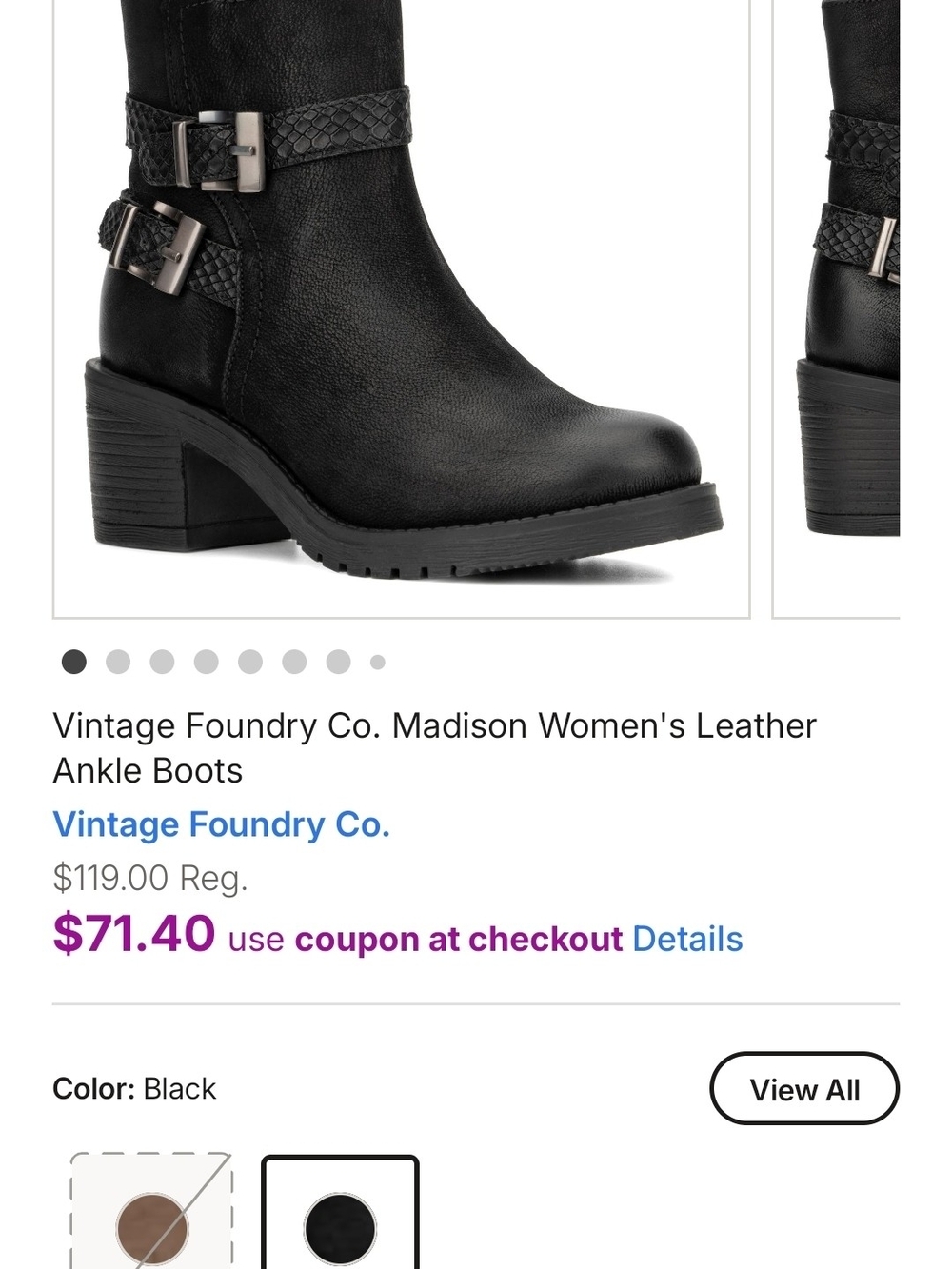 Vintage Foundry Co. Black Leather Ankle Boots Size 8